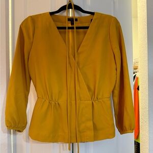 J. Crew Yellow V-Neck Wrap Top